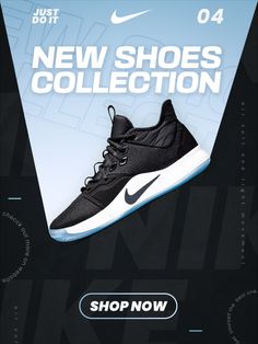 athletic shoes, sneakers, running shoes, sports shoes, trainers, new arrival, modern typography, bold, energetic, blue, black